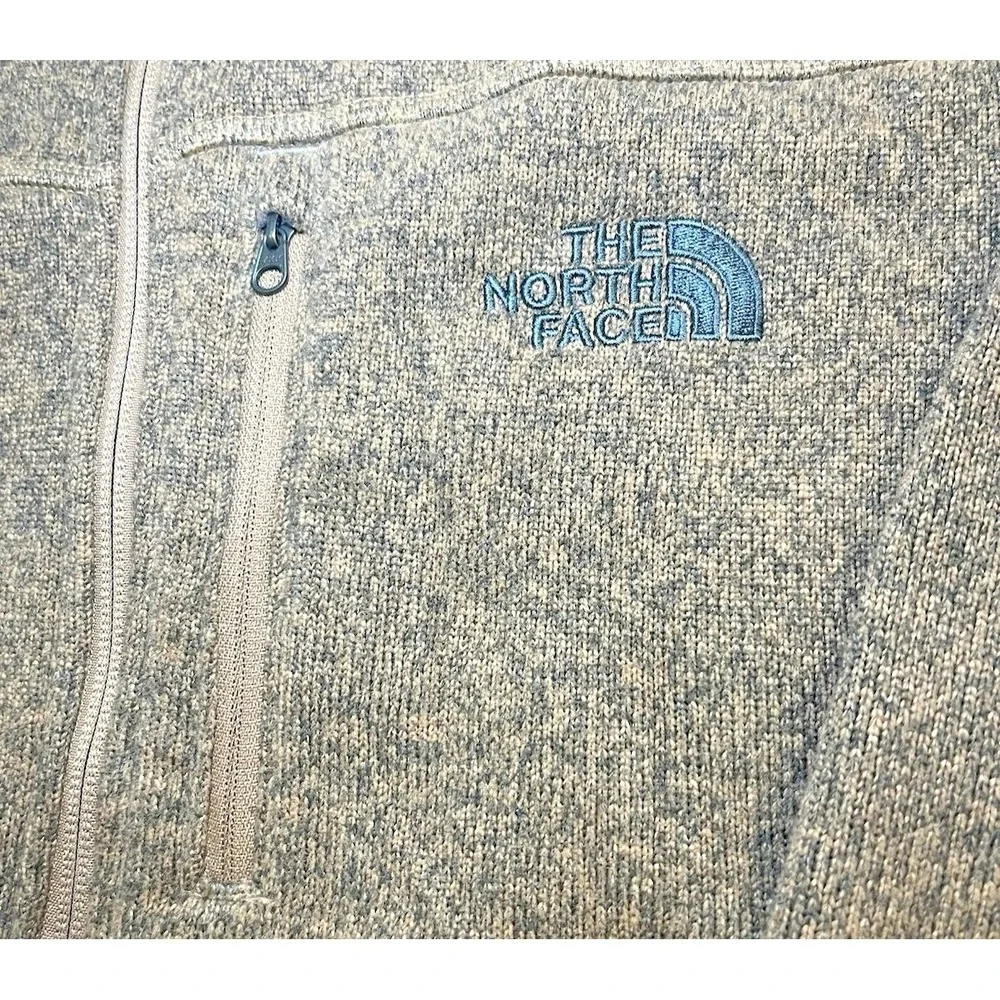 North Face Sweater Knit Quarter Zip Fleece Pullover Mens Medium Mushroom Taupe